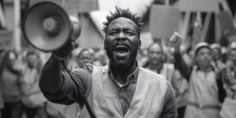 African Political leadership divide showing democratic governance with free elections contrasted against authoritarian rule with restricted freedoms across regions